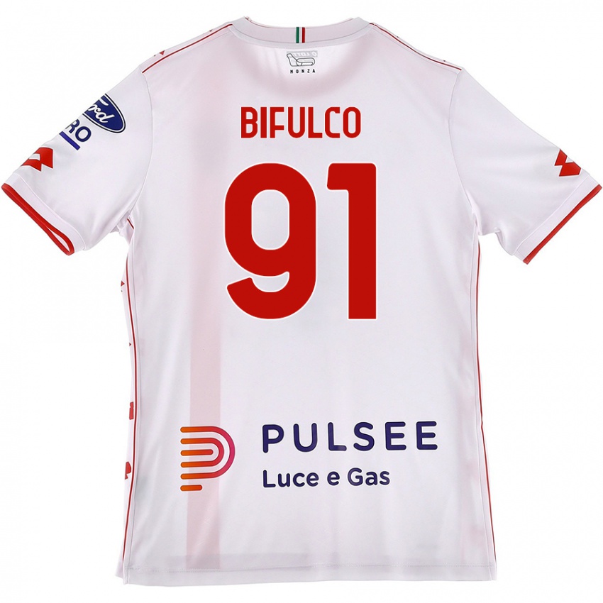 Criança Camisola Davide Bifulco #91 Branco Vermelho Alternativa 2024/25 Camisa