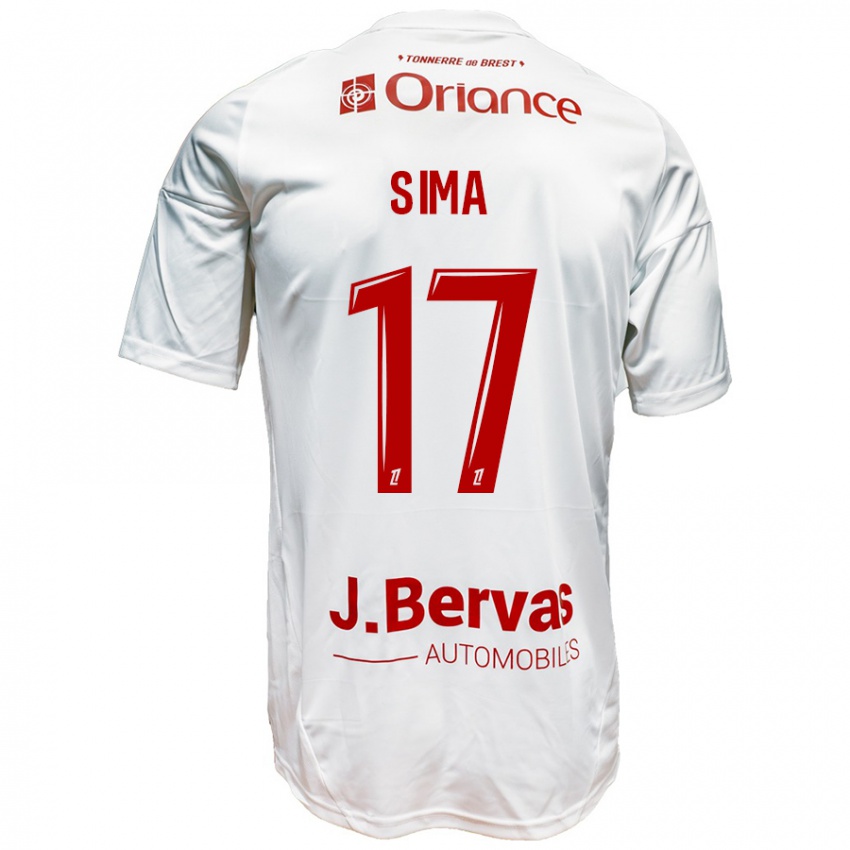 Criança Camisola Abdallah Sima #17 Vermelho Branco Alternativa 2024/25 Camisa