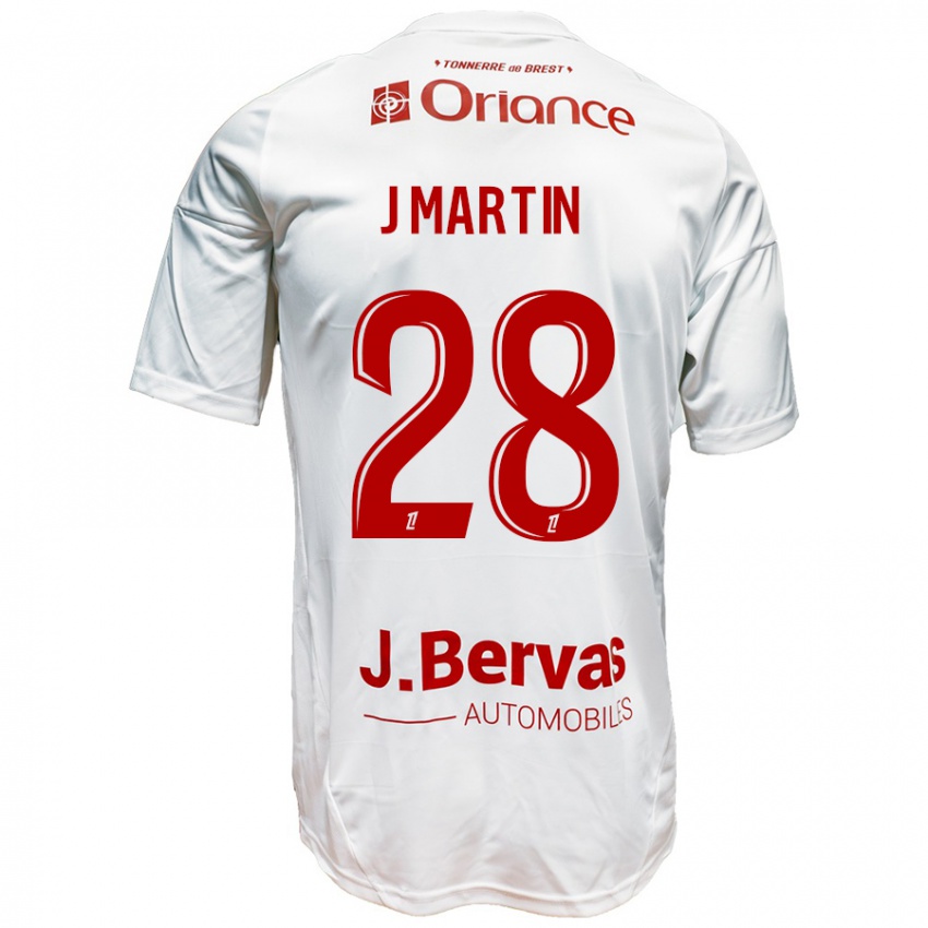 Criança Camisola Jonas Martin #28 Vermelho Branco Alternativa 2024/25 Camisa