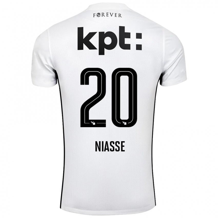 Criança Camisola Cheikh Niasse #20 Preto Branco Alternativa 2024/25 Camisa