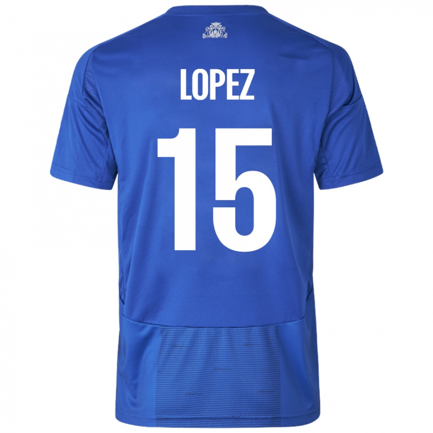 Criança Camisola Marcos López #15 Azul Branco Alternativa 2024/25 Camisa