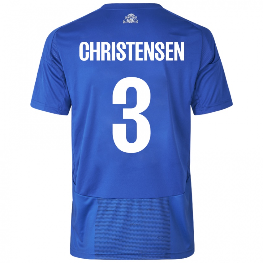 Criança Camisola Sebastian Christensen #3 Azul Branco Alternativa 2024/25 Camisa