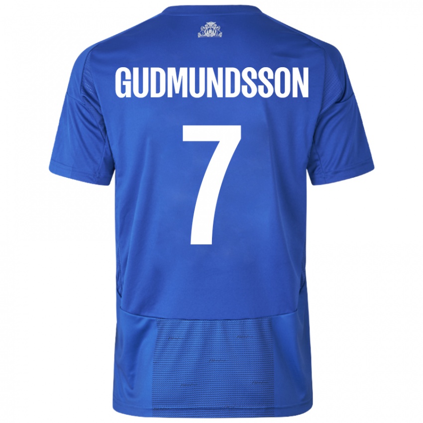 Criança Camisola Galdur Gudmundsson #7 Azul Branco Alternativa 2024/25 Camisa