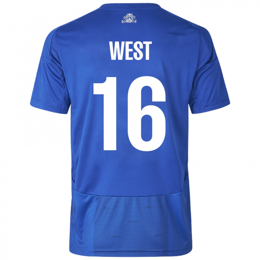 Criança Camisola Liam West #16 Azul Branco Alternativa 2024/25 Camisa