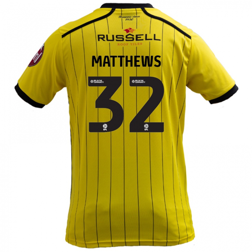 Homem Camisola Daniel Matthews #32 Amarelo Principal 2024/25 Camisa