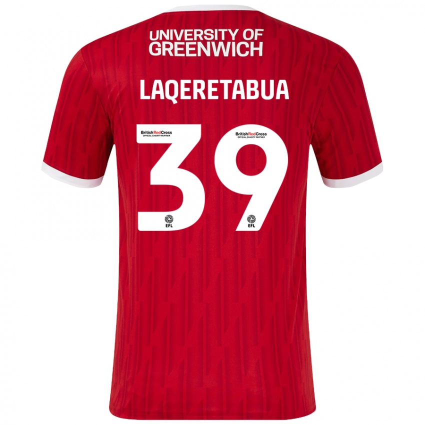 Homem Camisola Josh Laqeretabua #39 Vermelho Branco Principal 2024/25 Camisa