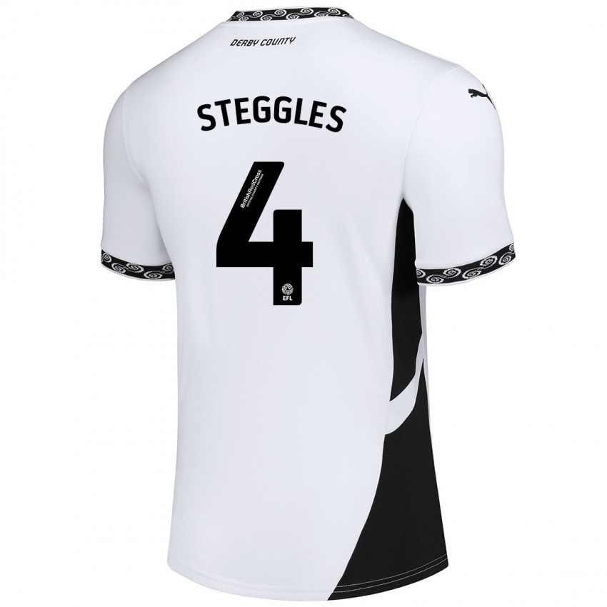 Homem Camisola Charlotte Steggles #4 Preto Branco Principal 2024/25 Camisa