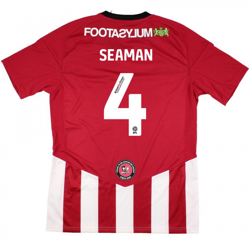 Homem Camisola Jaydee Seaman #4 Vermelho Branco Principal 2024/25 Camisa