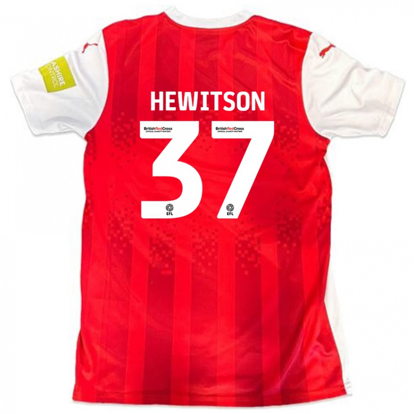 Homem Camisola Luke Hewitson #37 Vermelho Branco Principal 2024/25 Camisa