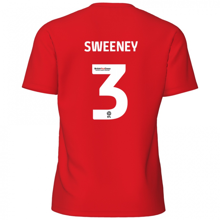 Homem Camisola Jayden Sweeney #3 Vermelho Principal 2024/25 Camisa