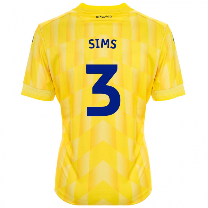 Homem Camisola Gemma Sims #3 Amarelo Principal 2024/25 Camisa