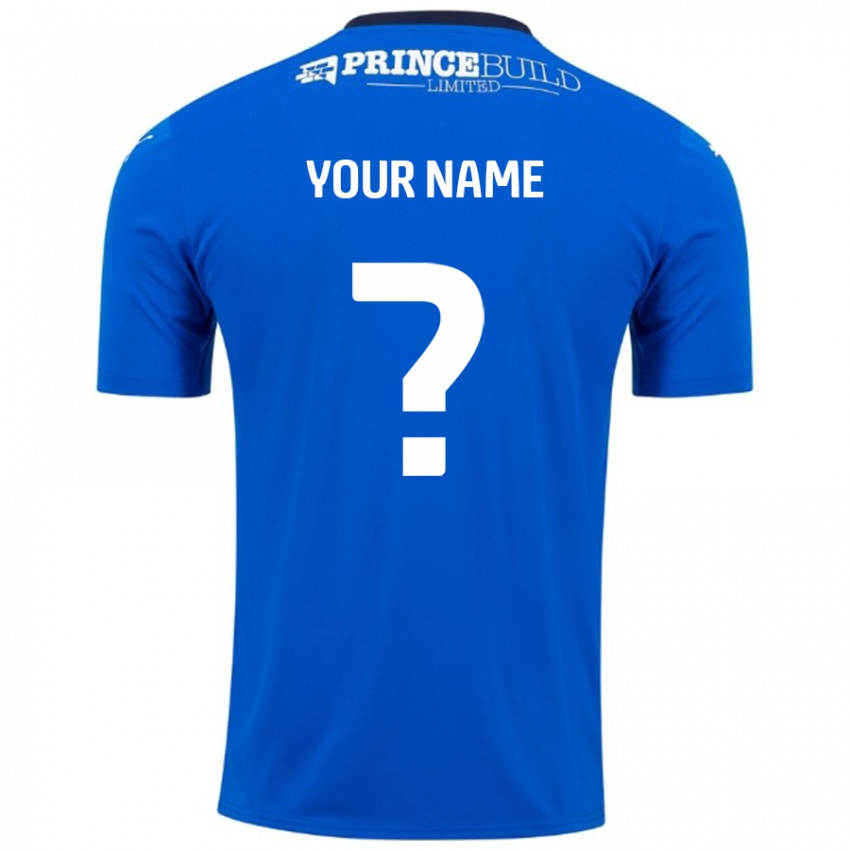 Homem Camisola Seu Nome #0 Branco Azul Principal 2024/25 Camisa