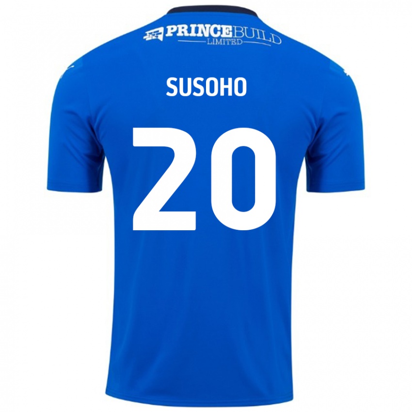 Homem Camisola Mahamadou Susoho #20 Branco Azul Principal 2024/25 Camisa