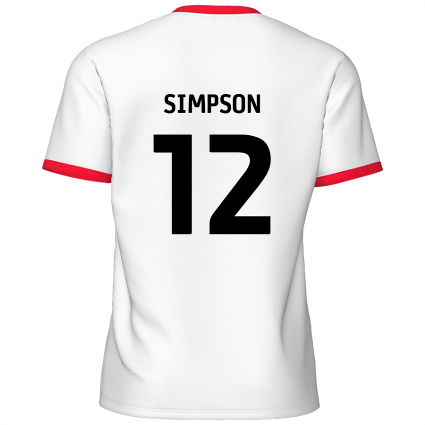 Homem Camisola Tyreece Simpson #12 Vermelho Branco Principal 2024/25 Camisa