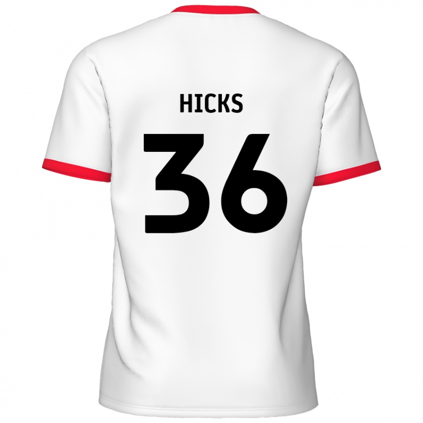 Homem Camisola David Hicks #36 Vermelho Branco Principal 2024/25 Camisa