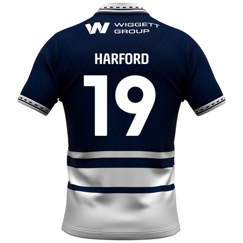 Homem Camisola Beth Harford #19 Azul Marinho Branco Principal 2024/25 Camisa