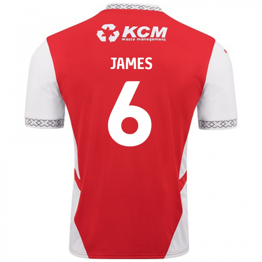 Homem Camisola Reece James #6 Branco Vermelho Principal 2024/25 Camisa