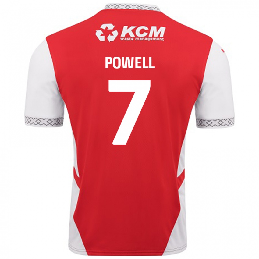 Homem Camisola Joe Powell #7 Branco Vermelho Principal 2024/25 Camisa