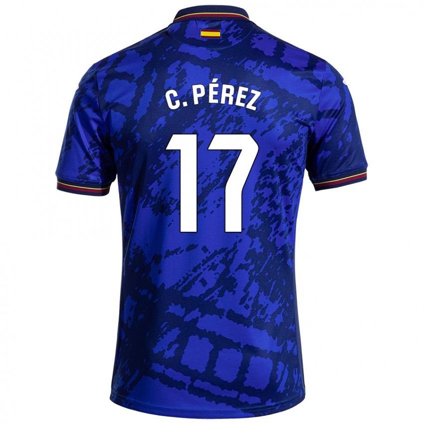 Homem Camisola Carles Perez #17 Azul Mais Escuro Principal 2024/25 Camisa