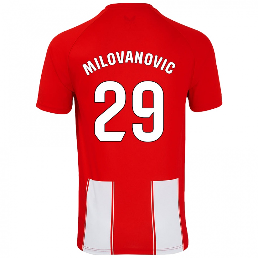 Homem Camisola Marko Milovanovic #29 Branco Vermelho Principal 2024/25 Camisa