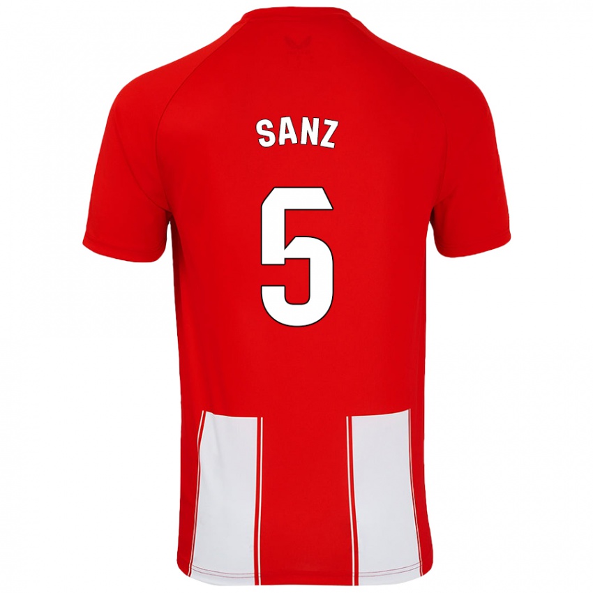 Homem Camisola Paco Sanz #5 Branco Vermelho Principal 2024/25 Camisa