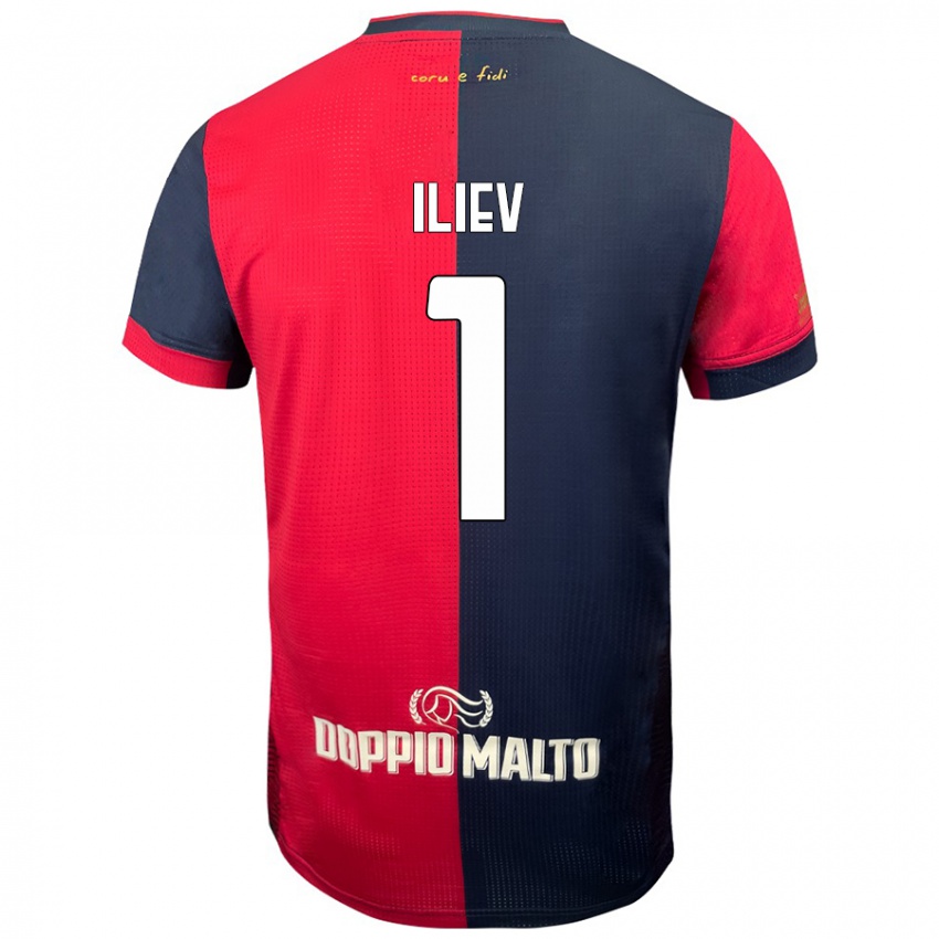 Homem Camisola Velizar-Iliya Iliev #1 Azul Vermelho Escuro Principal 2024/25 Camisa