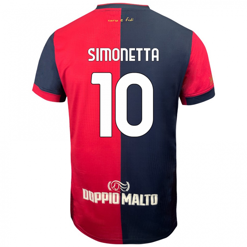 Homem Camisola Jacopo Simonetta #10 Azul Vermelho Escuro Principal 2024/25 Camisa