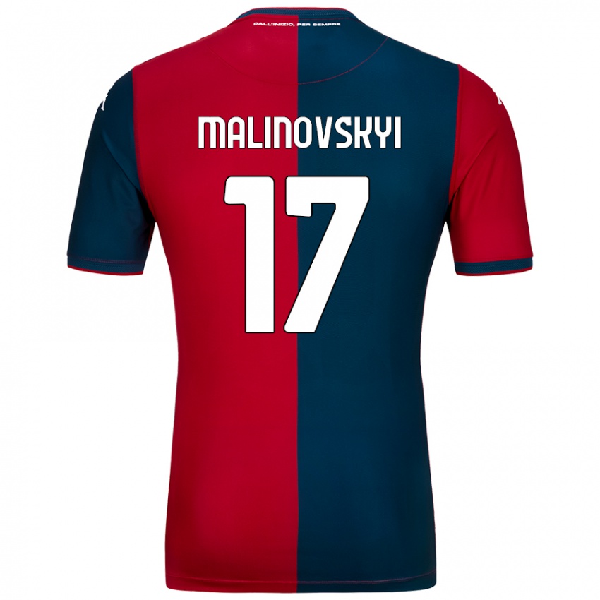 Homem Camisola Ruslan Malinovskyi #17 Azul Escuro Vermelho Principal 2024/25 Camisa