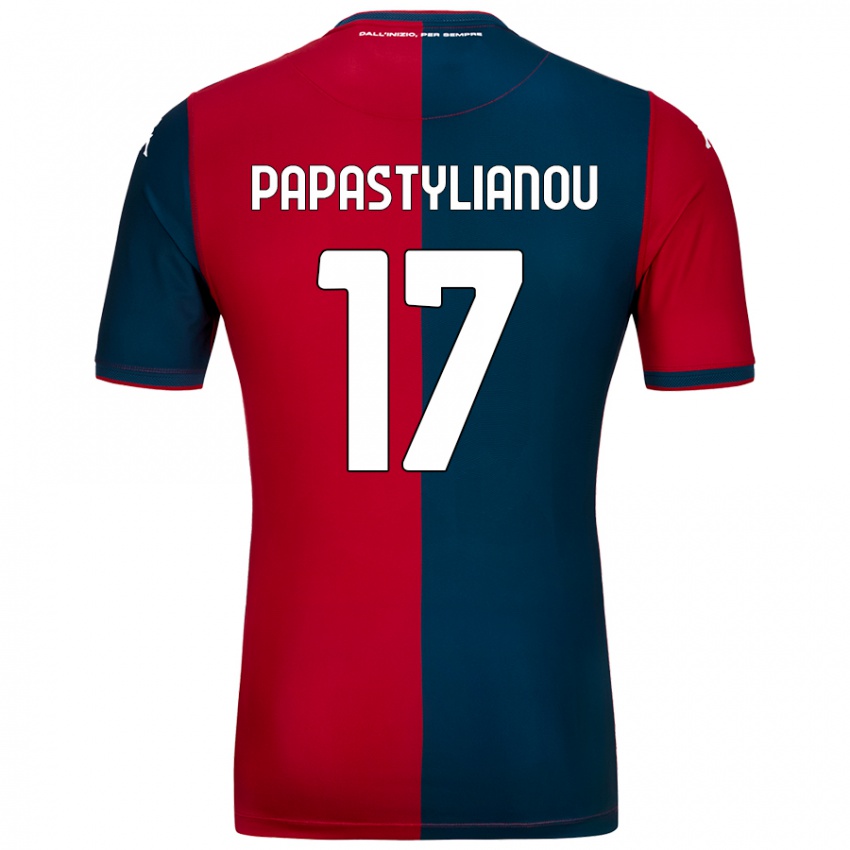 Homem Camisola Lysandros Andreas Papastylianou #17 Azul Escuro Vermelho Principal 2024/25 Camisa