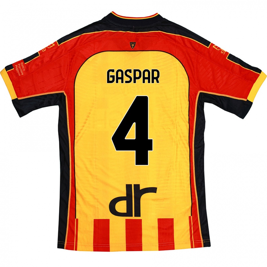 Homem Camisola Kialonda Gaspar #4 Vermelho Amarelo Principal 2024/25 Camisa