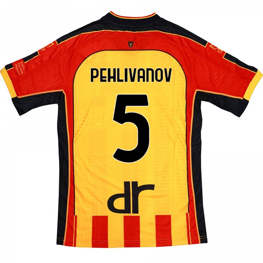 Homem Camisola Cristian Pehlivanov #5 Vermelho Amarelo Principal 2024/25 Camisa