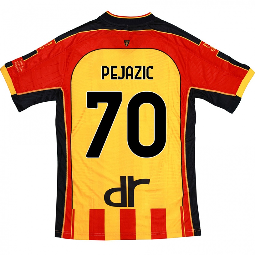 Homem Camisola Mario Pejazic #70 Vermelho Amarelo Principal 2024/25 Camisa