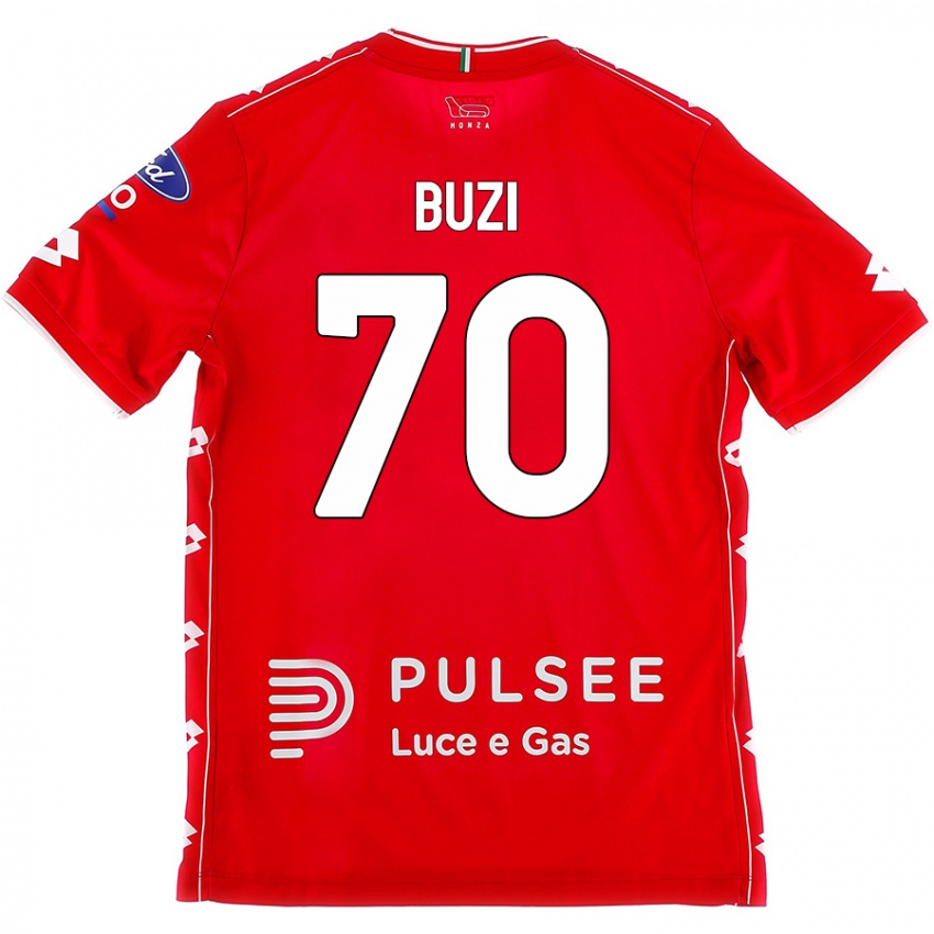 Homem Camisola Luis Buzi #70 Branco Vermelho Principal 2024/25 Camisa