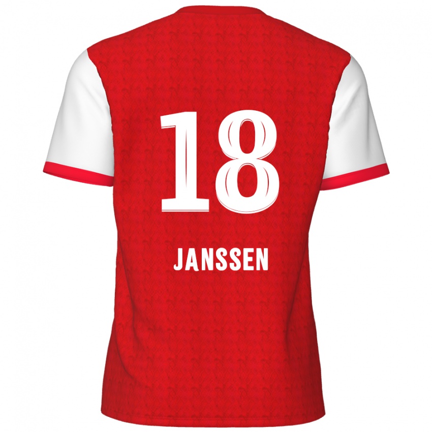 Homem Camisola Vincent Janssen #18 Branco Vermelho Principal 2024/25 Camisa