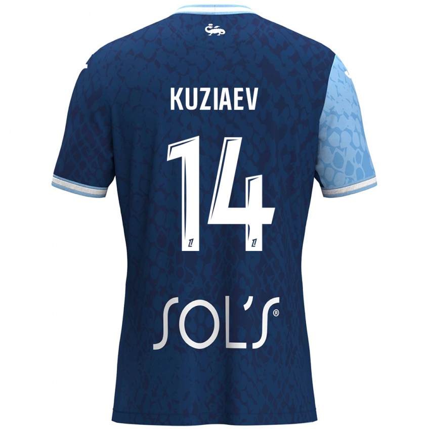 Homem Camisola Daler Kuzyaev #14 Azul Céu Azul Escuro Principal 2024/25 Camisa