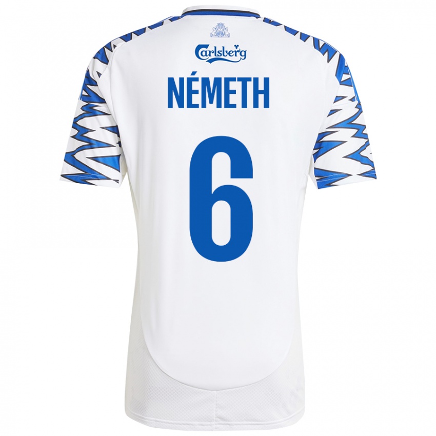 Homem Camisola Hunor Németh #6 Céu Branco Azul Principal 2024/25 Camisa