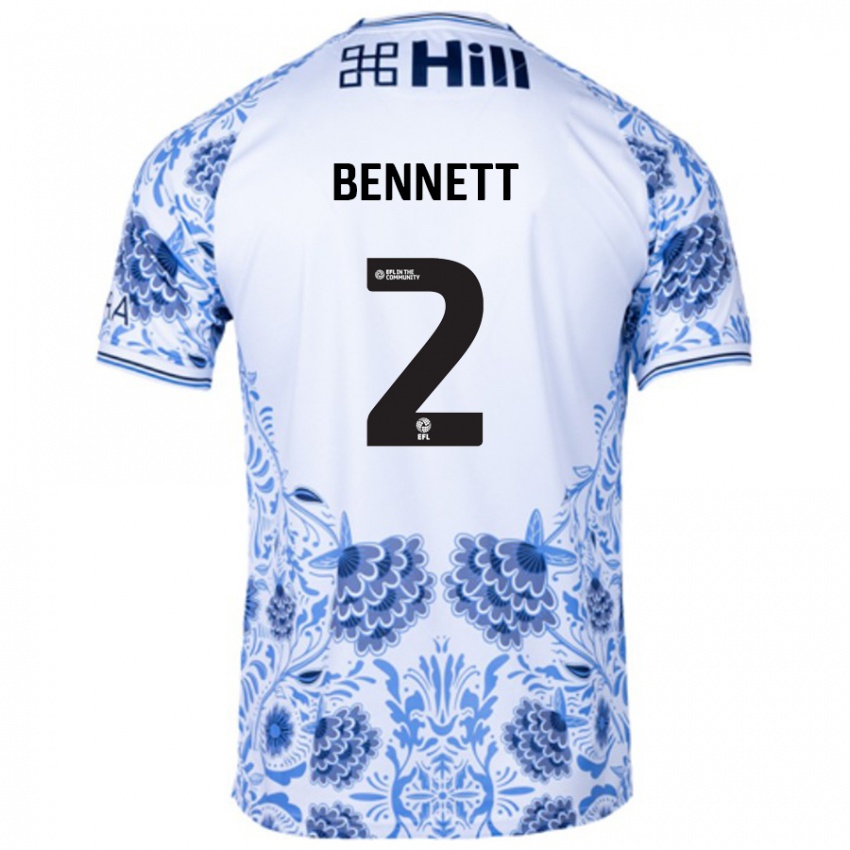 Homem Camisola Liam Bennett #2 Azul Branco Alternativa 2024/25 Camisa