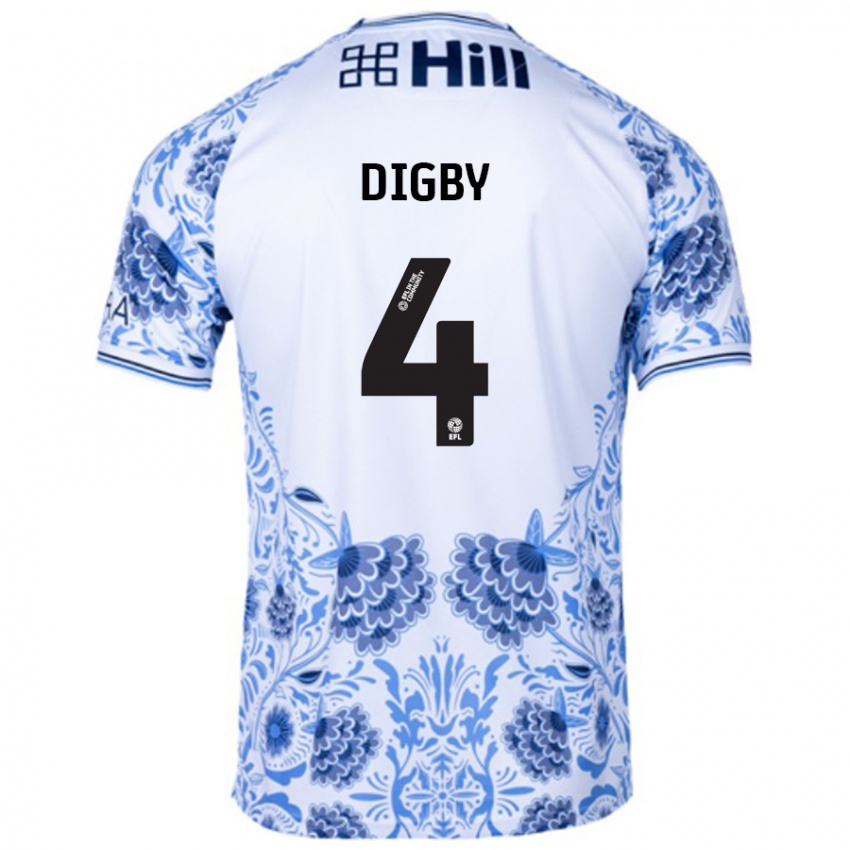 Homem Camisola Paul Digby #4 Azul Branco Alternativa 2024/25 Camisa