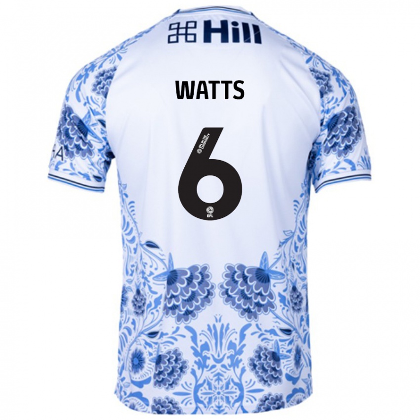 Homem Camisola Kell Watts #6 Azul Branco Alternativa 2024/25 Camisa