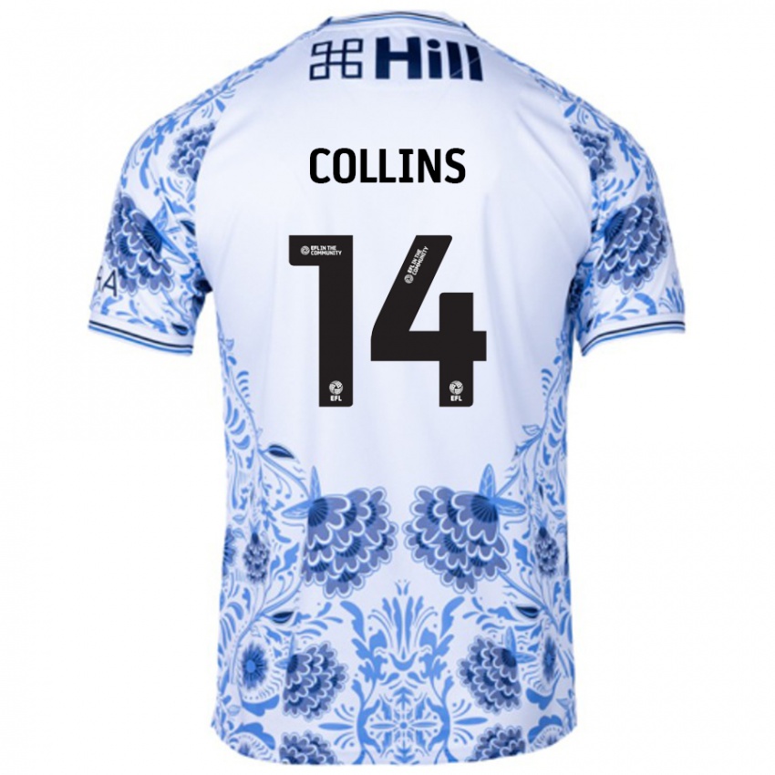 Homem Camisola Natasha Collins #14 Azul Branco Alternativa 2024/25 Camisa