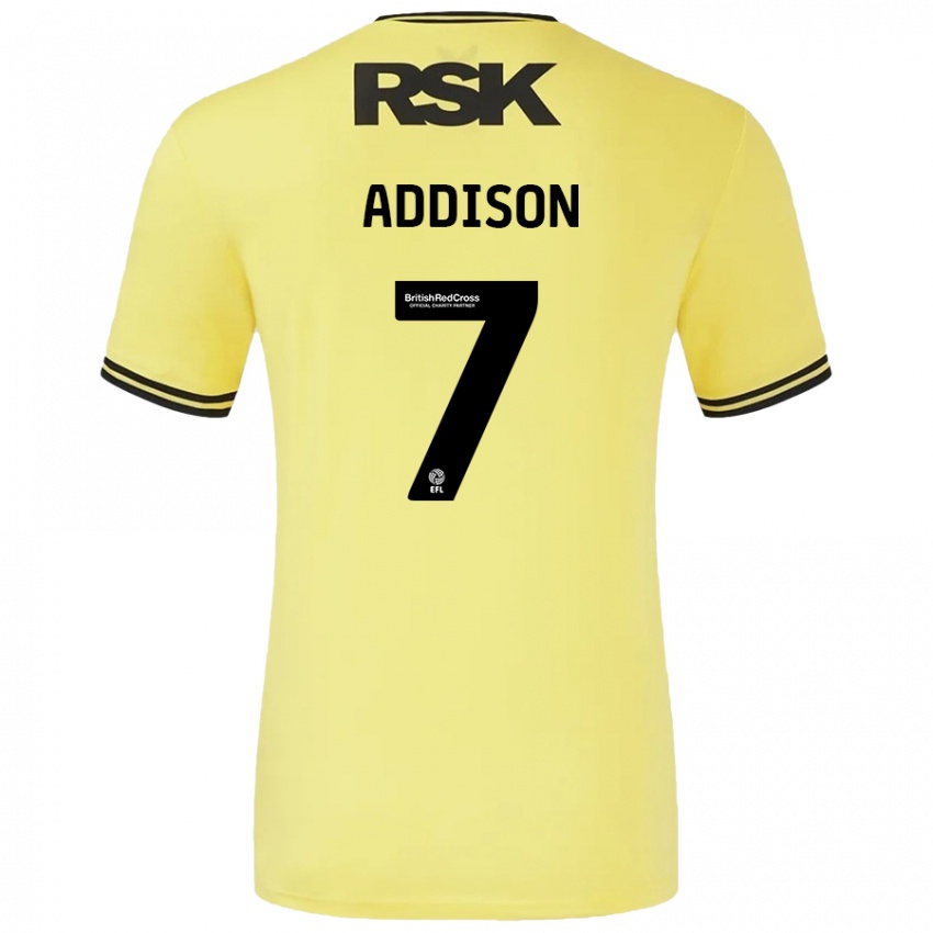 Homem Camisola Angela Addison #7 Amarelo Preto Alternativa 2024/25 Camisa