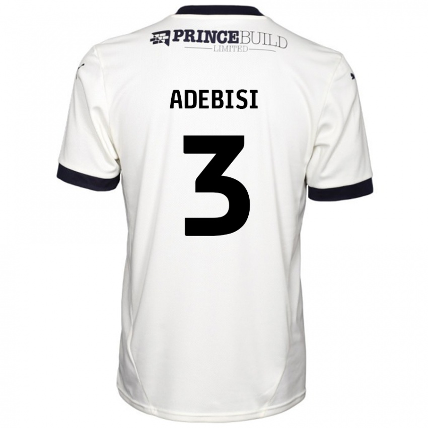 Homem Camisola Rio Adebisi #3 Fora De Branco Preto Alternativa 2024/25 Camisa