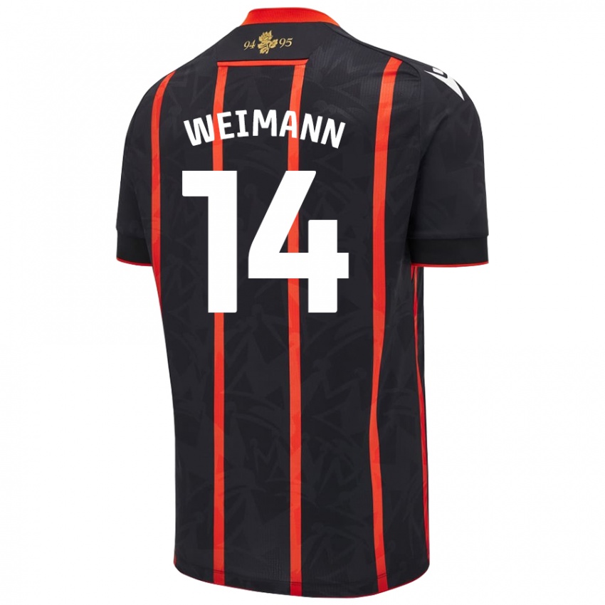 Homem Camisola Andreas Weimann #14 Vermelho Preto Alternativa 2024/25 Camisa