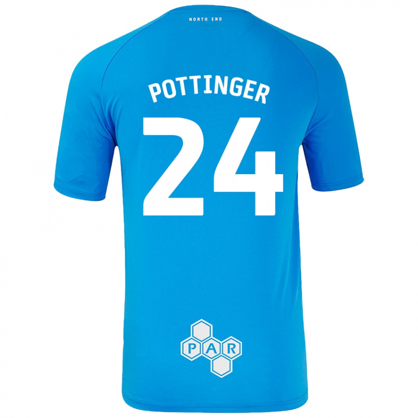 Homem Camisola Kaya Pottinger #24 Céu Azul Alternativa 2024/25 Camisa