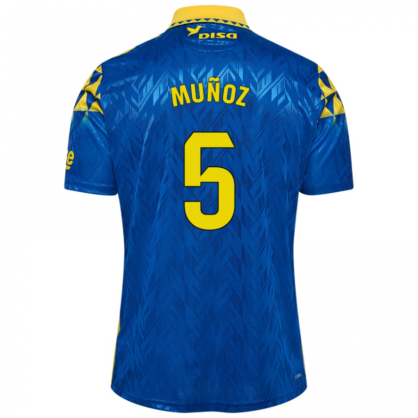 Homem Camisola Javi Muñoz #5 Amarelo Azul Alternativa 2024/25 Camisa