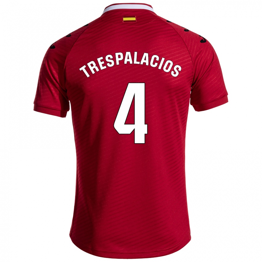 Homem Camisola Adrián Trespalacios #4 Vermelho Escuro Alternativa 2024/25 Camisa