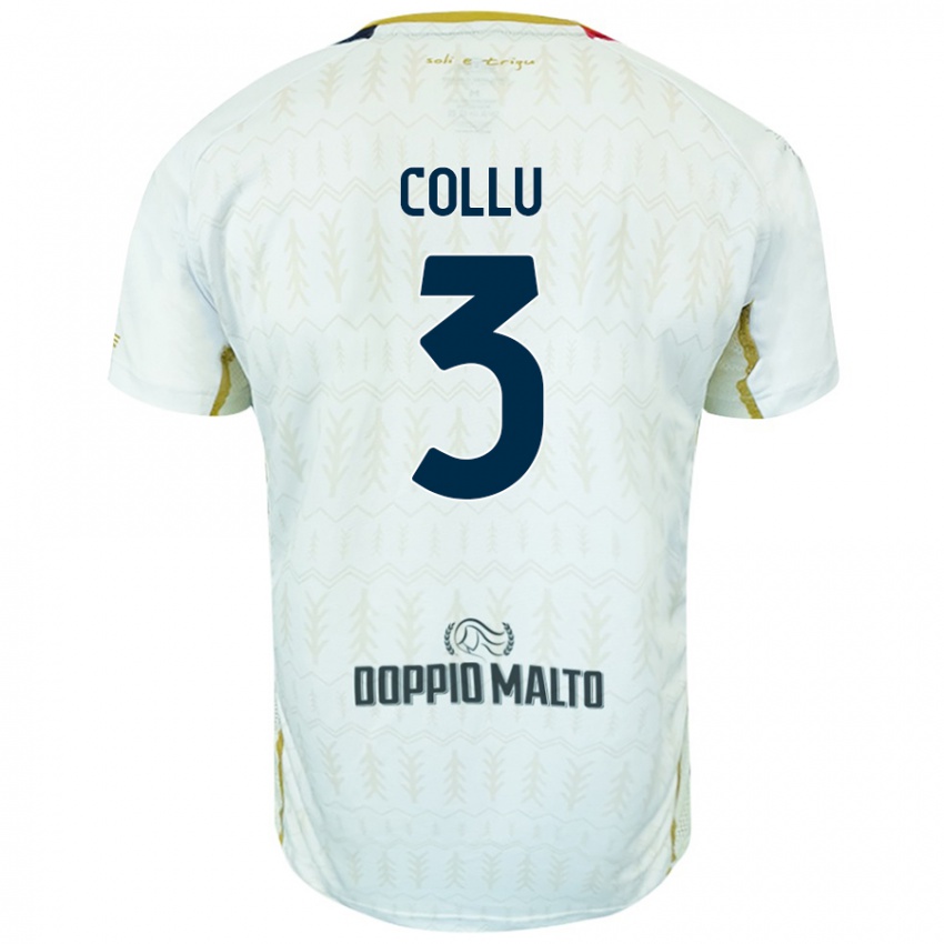 Homem Camisola Davide Collu #3 Branco Alternativa 2024/25 Camisa