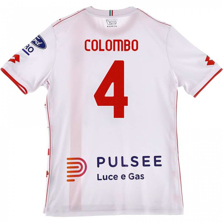 Homem Camisola Leonardo Colombo #4 Branco Vermelho Alternativa 2024/25 Camisa