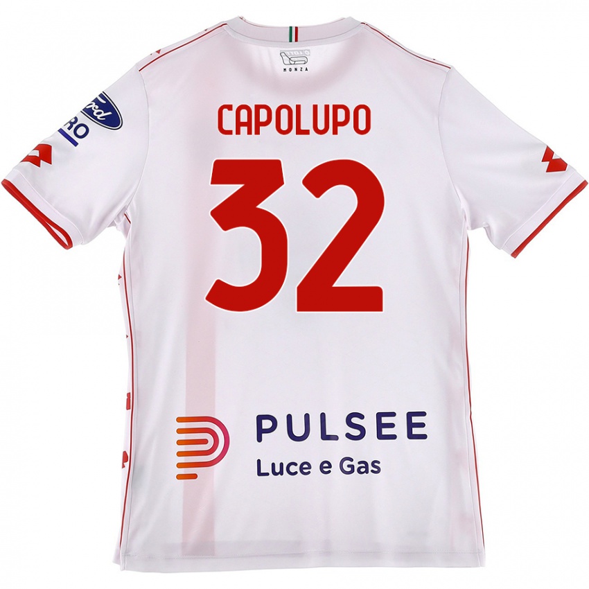 Homem Camisola Samuele Capolupo #32 Branco Vermelho Alternativa 2024/25 Camisa