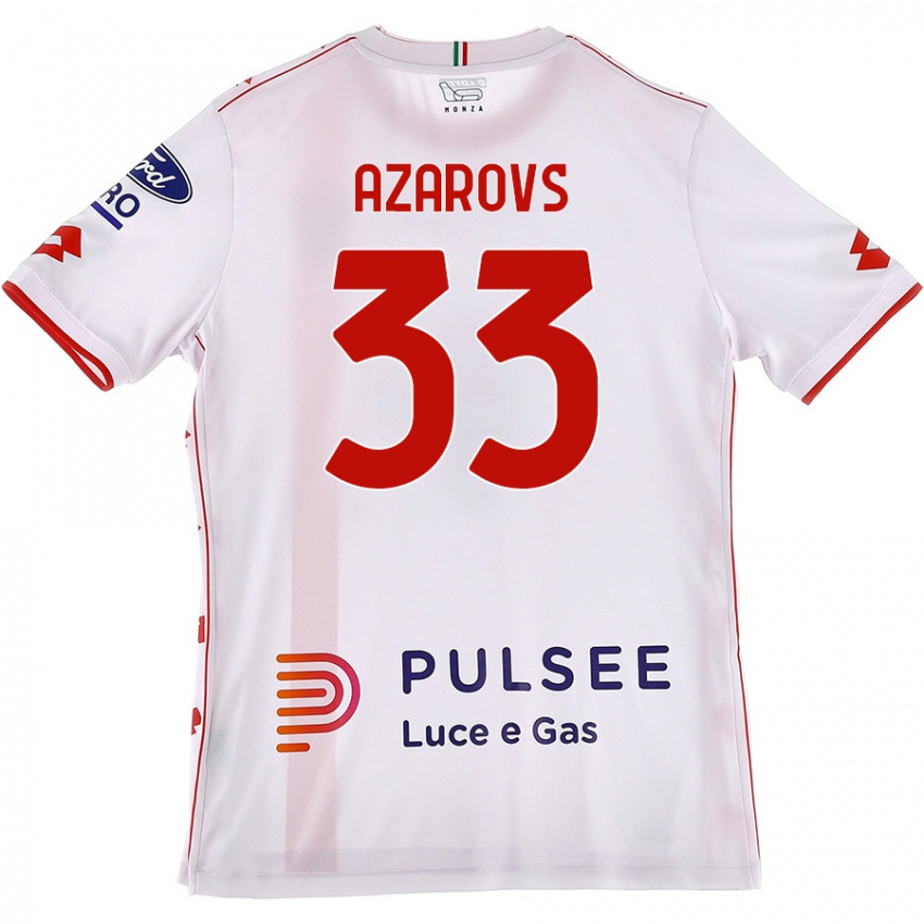 Homem Camisola Timurs Azarovs #33 Branco Vermelho Alternativa 2024/25 Camisa